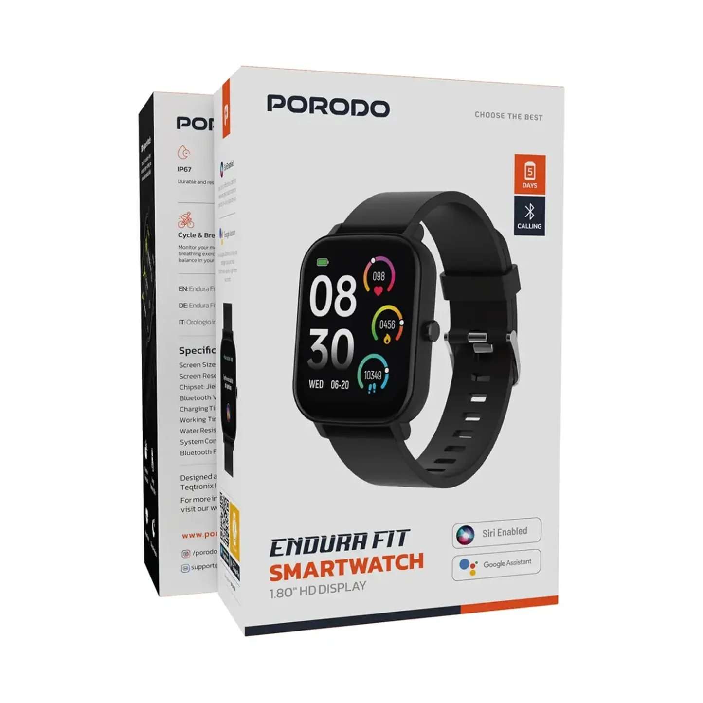 Porodo Endura Fit Active Pro Smart Watch 1.80" HD Display - Linkphones Center